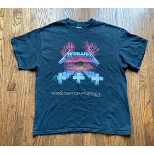 Vintage Metallica Shirt Mens XL Black Master of Puppets Y2K Band Rock Metal